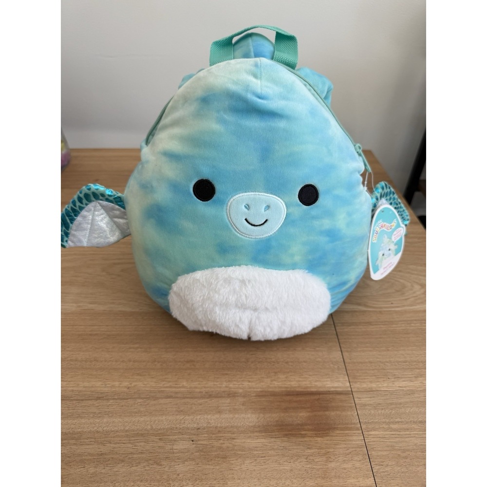 Squishmallows Shantira Backpack Plush Blue Tie Dye Sea Creature Kids Bag